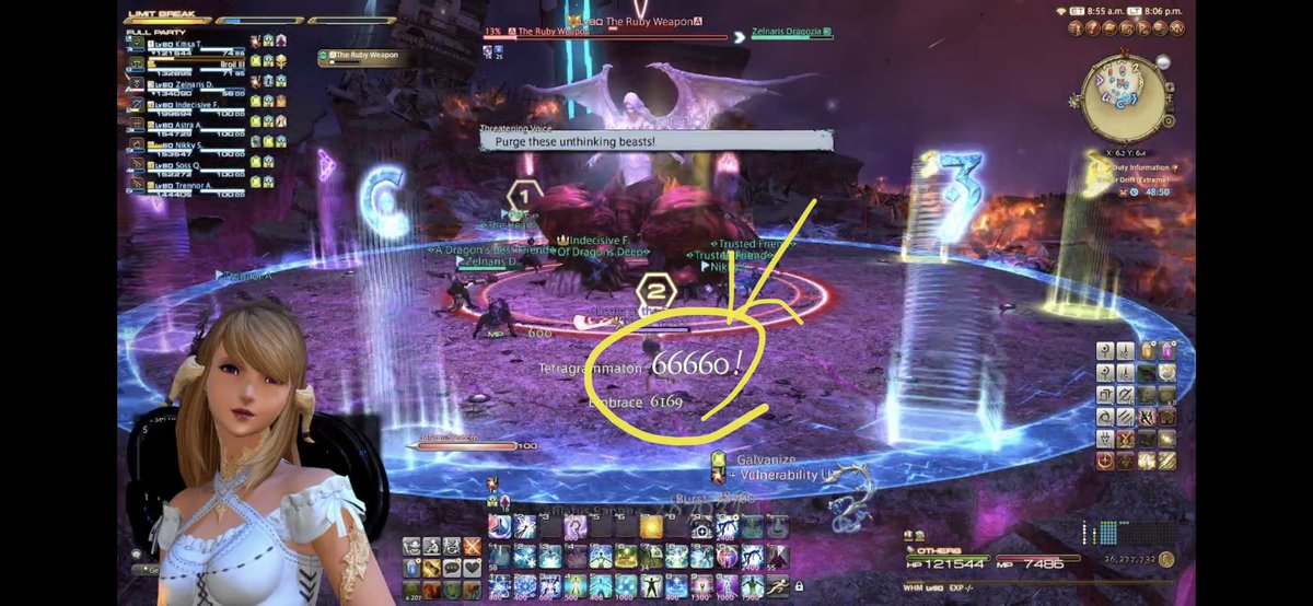 LadyKitisa's tweet photo. No gwiber for me (though one did drop) but these heal numbers make me a happy WHM main. Thank you @IndecisiveFoxy for callouts and all the laughs. And thank you to all who joined; it’s always a blast.
#FFXIV #WHM #RubyWeapon #Dragon #MountFarm https://t.co/o1Ex9ZNotC