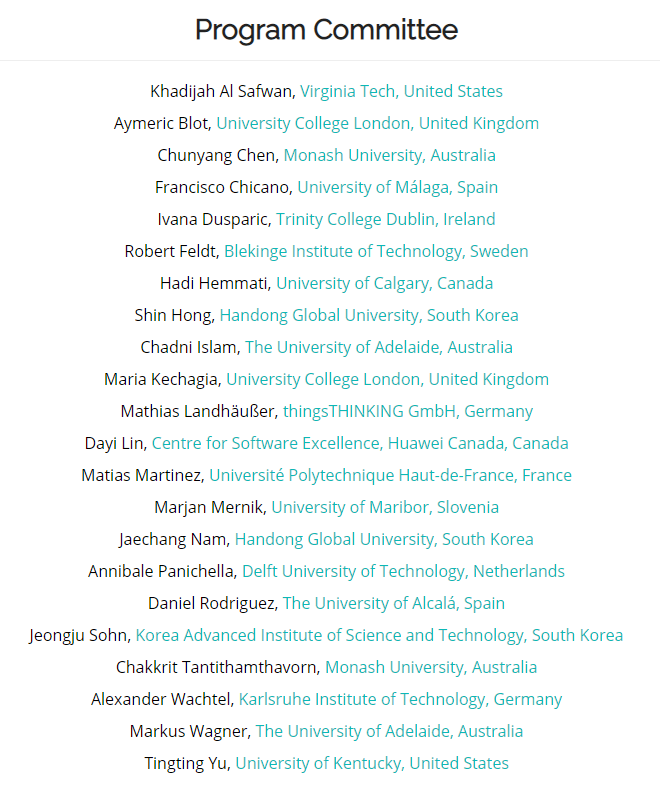 RAISEWorkshop's tweet photo. Here’s the program committee of the #RAISE workshop, co-located with @ASE_conf.

https://t.co/CeSpeD7rJE https://t.co/Aex4YQKp6u