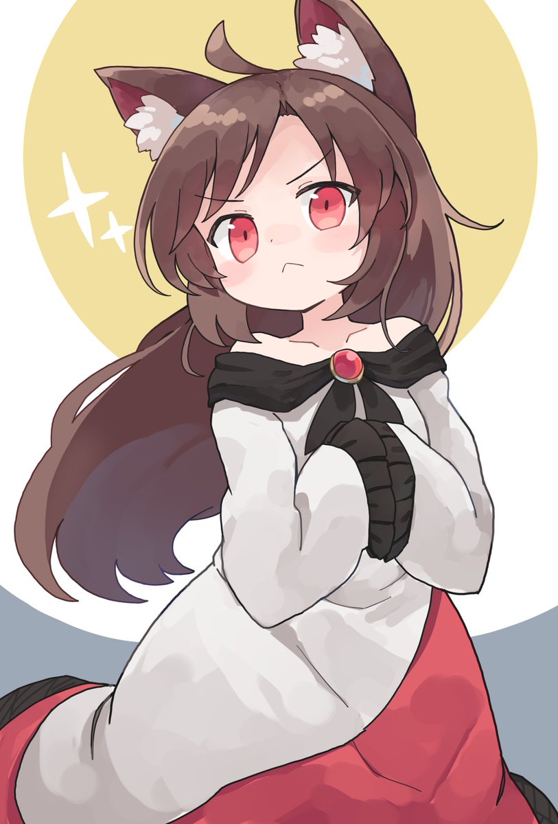 imaizumi kagerou 1girl animal ears dress solo wolf ears long hair brown hair  illustration images