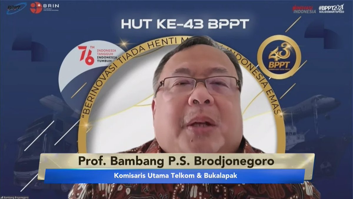 BPPT_RI's tweet image. 🔴LIVE #BPPT43BerinovasiTiadaHentiBPPT 
Bambang Brodjonegoro : BPPT seharusnya dapat menularkan semangat riset dan inovasi kepada para industri, karena disana terdapat peran BPPT, komersialisasi teknologi. 

@TelkomIndonesia @bukalapak 

#BPPTSolidSmartSpeed