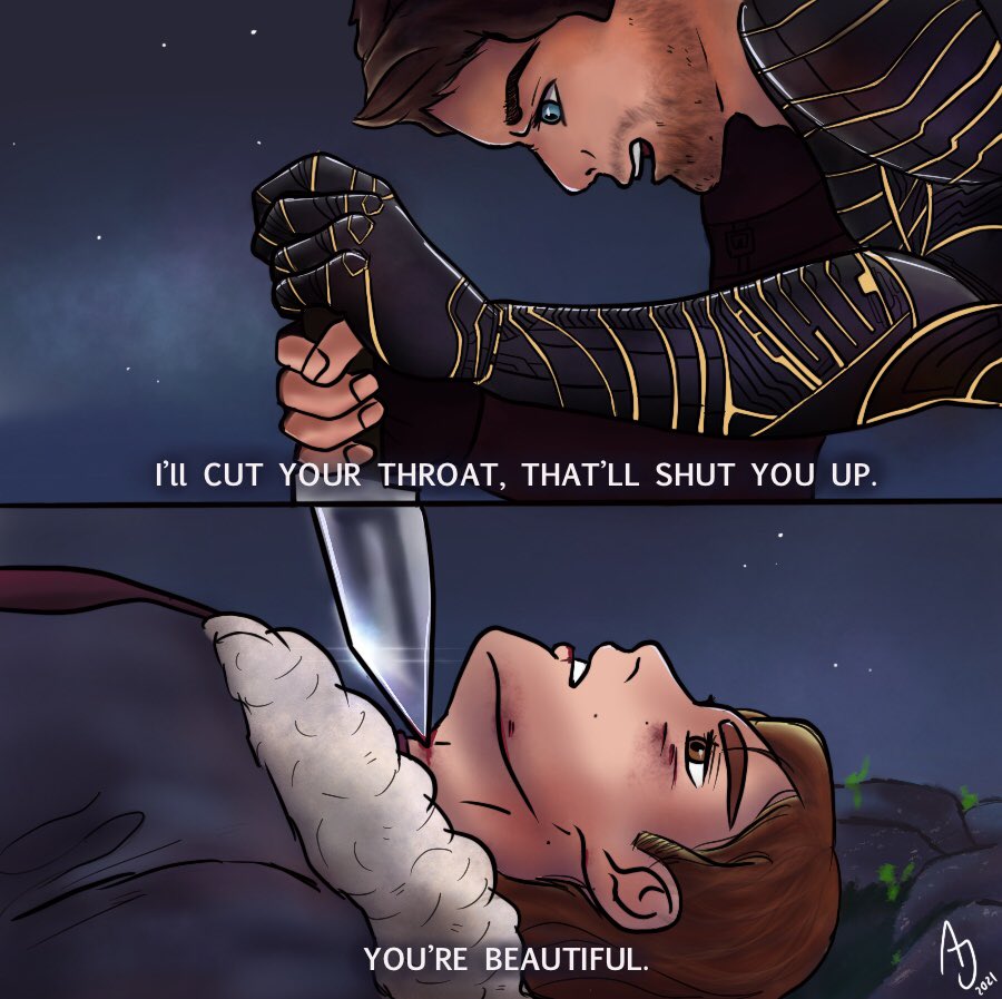 Winterteacup23's tweet photo. ❄️ Without a soul
My spirit's sleeping somewhere cold 
Until you find it there and lead it back home ❄️

It’s the way Zemo looks at Bucky with complete utter adoration for me 🥺❤️

#winterbaron #baronzemo #buckybarnes #tfatws #fanart #digitalart https://t.co/TEJdYUNxvk