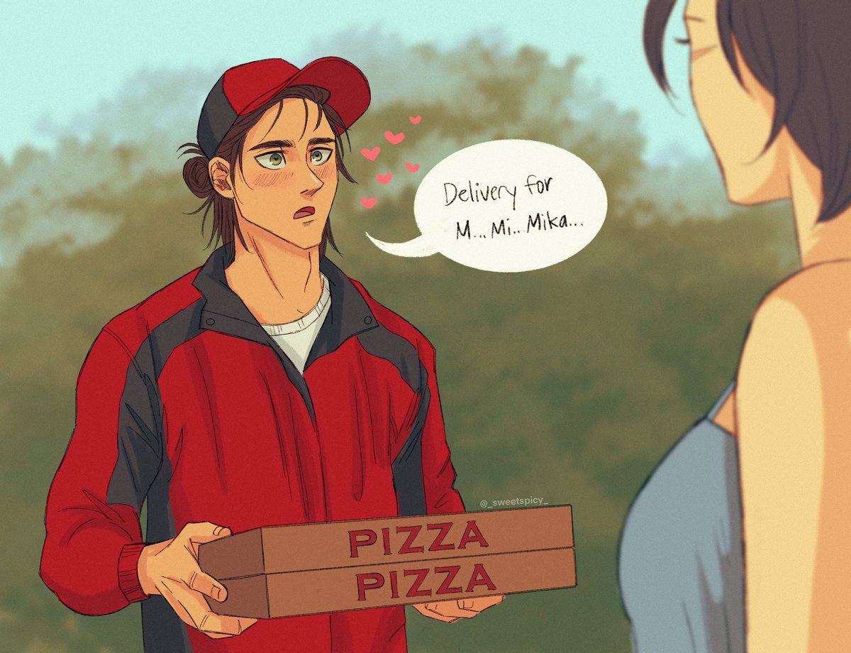 _sweetspicy_'s tweet photo. delivery boy Eren 😁😁
#eremika https://t.co/T2z02Akya2