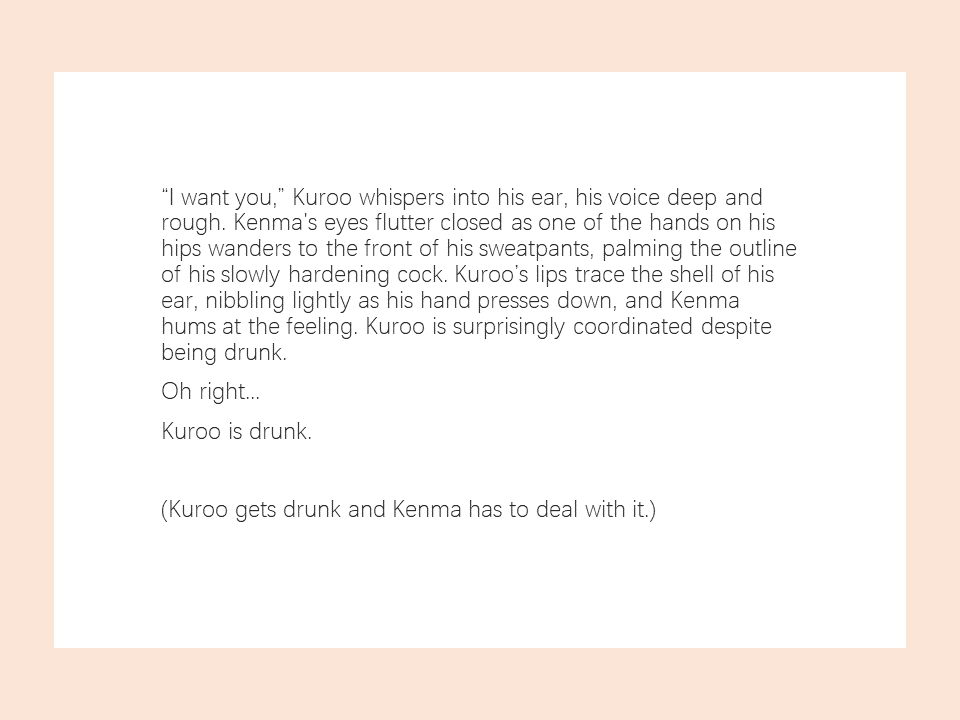 yakotenka's tweet photo. excited to share my fic for @NSFWkrknbang !! with amazing art by @Kuckoonut 💗

nsfw kuroken, with bottom kuroo of course >;3

https://t.co/0RqFQEvNa8 https://t.co/1AqrDeGlGE