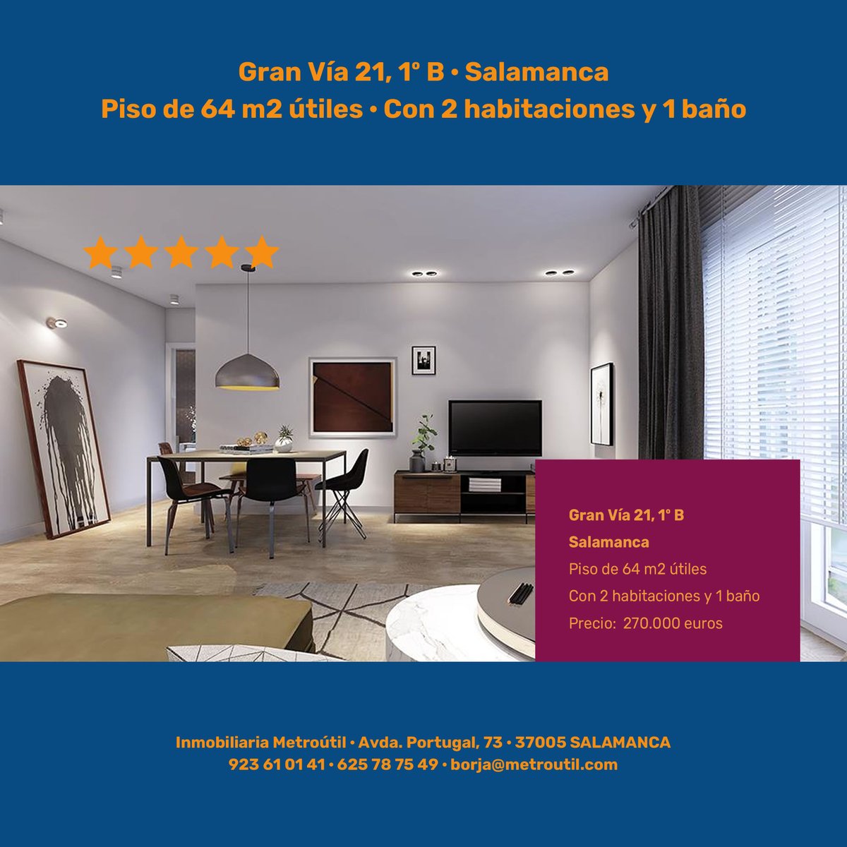 Metroutil_'s tweet photo. #OYRSA #rehabilitación #vivienda #calidaddevida #proyectosdestacados
Gran Vía 21, 1º B · Salamanca · #Piso de 64 m2 útiles · Con 2 habitaciones y 1 baño · Todas las estancias con #balcón · Reformado integral a estrenar: 
https://t.co/i2o56nZRDn https://t.co/dCE2al7IlC