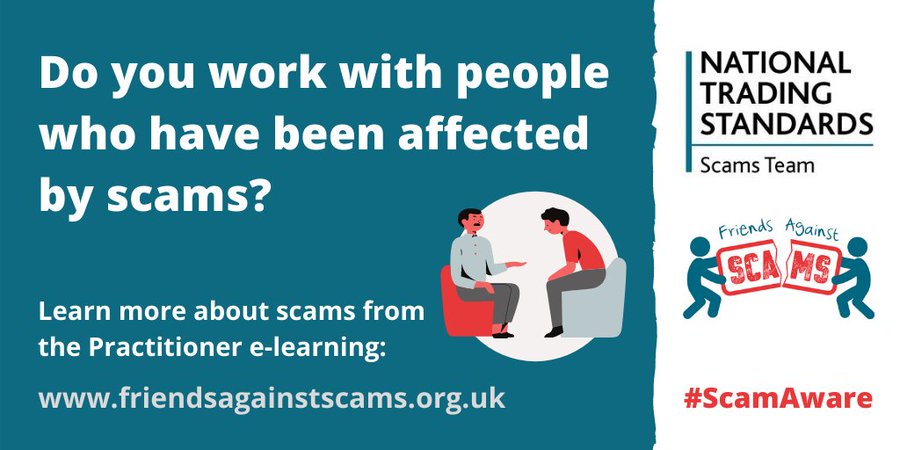 NHSCFA's tweet image. The National Trading Standards team are recruiting for Scam Marshals.

friendsagainstscams.org.uk/scammarshals