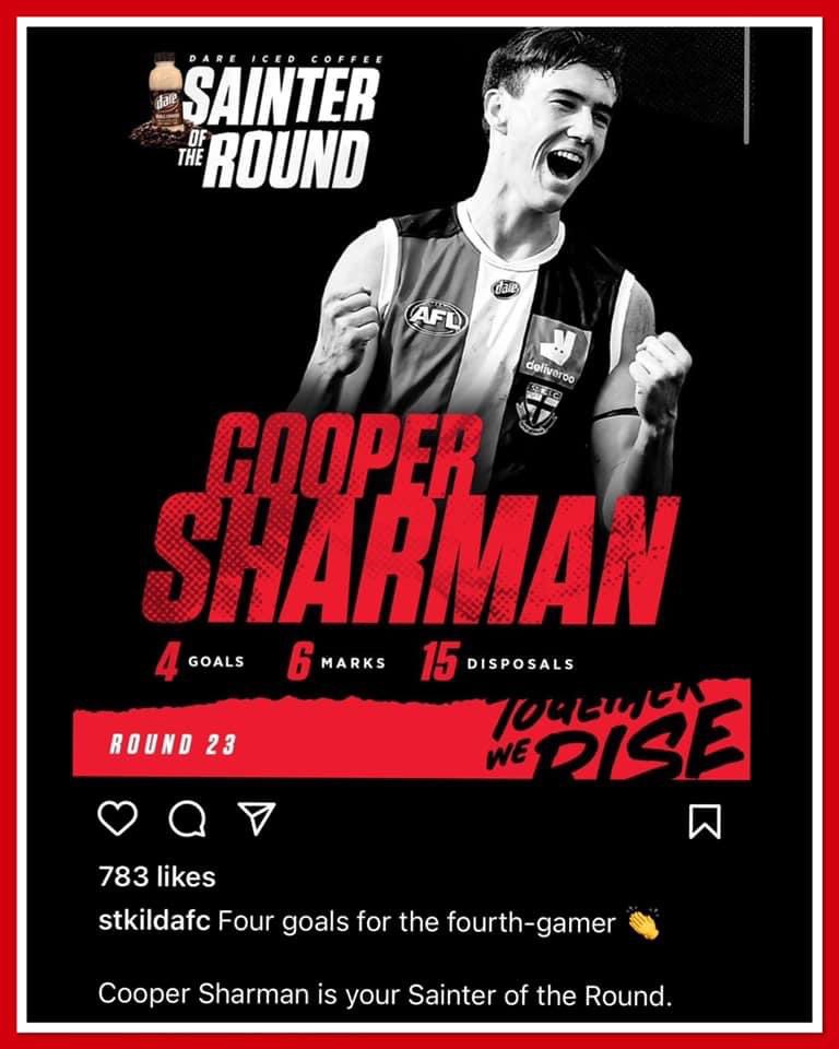 Leeton-Whitton Crows (@lwcrows) on Twitter photo A huge performance from our own Cooper Sharman on the weekend for <a href="/stkildafc/">St Kilda FC</a> We can’t wait for 2022!
#somethingtocrowabout #AFLSaintsFreo A huge performance from our own Cooper Sharman on the weekend for <a href="/stkildafc/">St Kilda FC</a> We can’t wait for 2022!
#somethingtocrowabout #AFLSaintsFreo