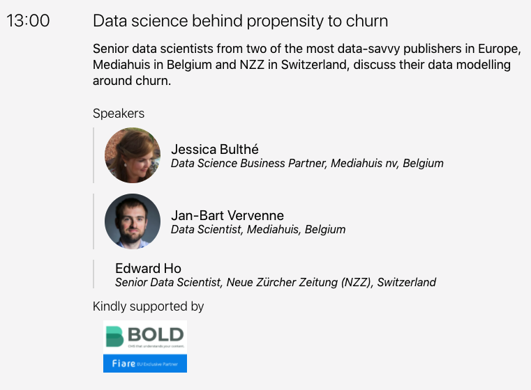 let’s get into the data science behind propensity to churn! #DME21 Meet our panel of gurus from Mediahuis and NZZ wan-ifra.org/events/digital…