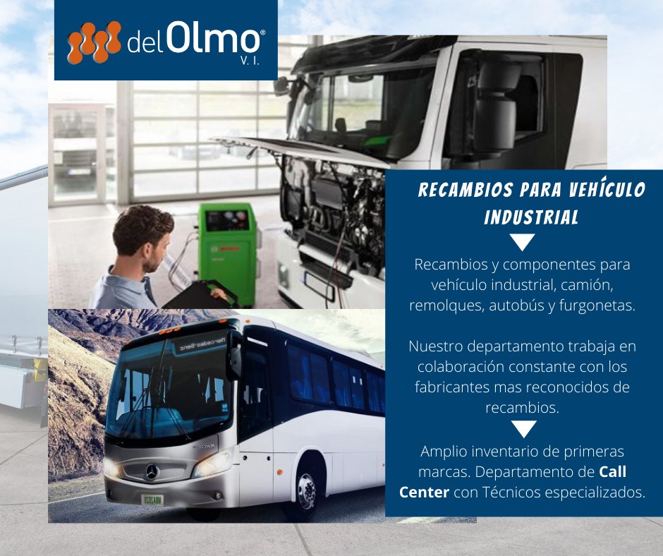 Recambios y componentes para vehículo Industrial

Amplio inventario de primeras marcas y Departamento de Call Center con Técnicos especializados. 

✅Camión
✅ Autobús
✅ Furgonetas 
✅ Remolques 

recambiosdelolmo.com

#RecambiosDelOlmo #Serca #Camion #Taller