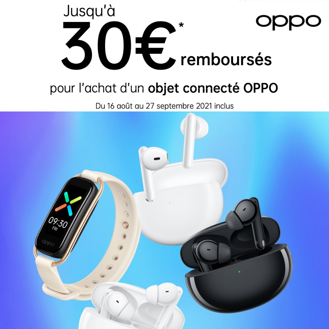 villa_tech's tweet photo. OFFRE DE REMBOURSEMENT OPPO 😎
 
Du 16 août au 27 septembre 2021 inclus, jusqu’à 30€ remboursés pour l’achat d’un objet connecté OPPO ❤️‍🔥
 
#odr #offrederemboursement #OPPO #bonplan  #montreconnectée #écouteurssansfil #Villatech https://t.co/AxRaCjYdGn