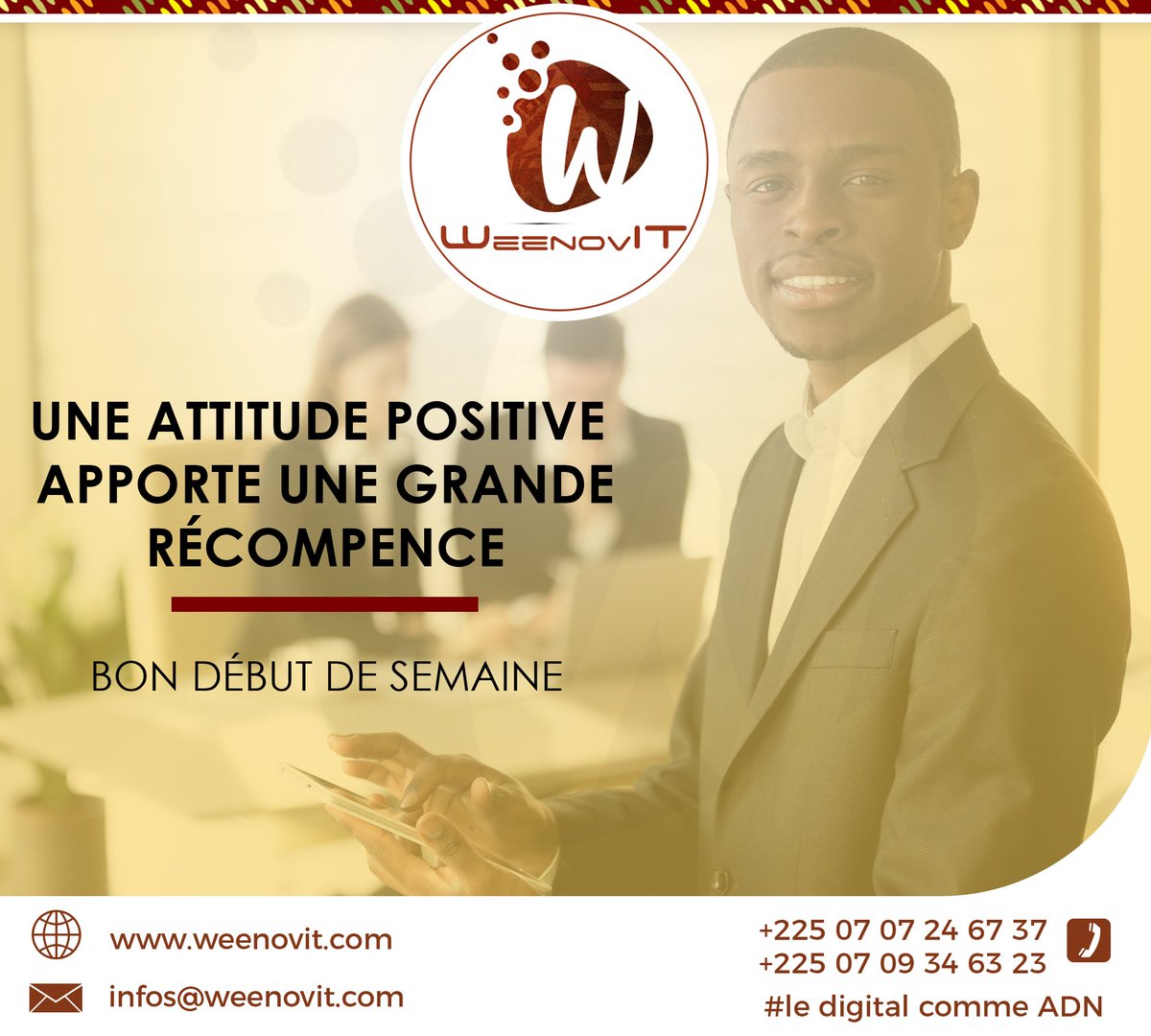 weenovit's tweet photo. Une attitude positive apporte de grandes récompenses 😊
Excellent lundi et bonne semaine !

#ledigitalcommeadn
#digital
#ledigital
#WeenoviT 
#citation https://t.co/ge9O5HXRvs
