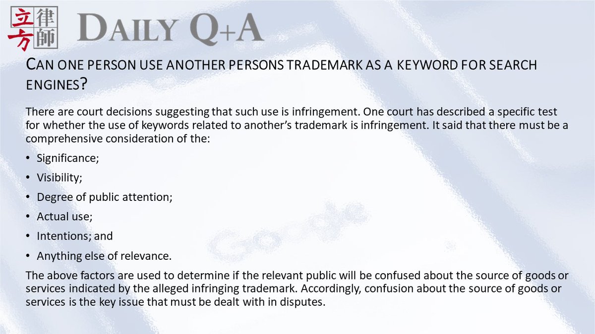 LifangPartners's tweet photo. #Keywords used in #searchengineoptimization can help #consumers find #websites. They can also help #infringers redirect #site #traffic away from #trademark owners. Thankfully, the #Chinese #courts are willing to step in to protect #brand owners. #Law #China #IP #BrandProtection https://t.co/7cr0gYt5VG