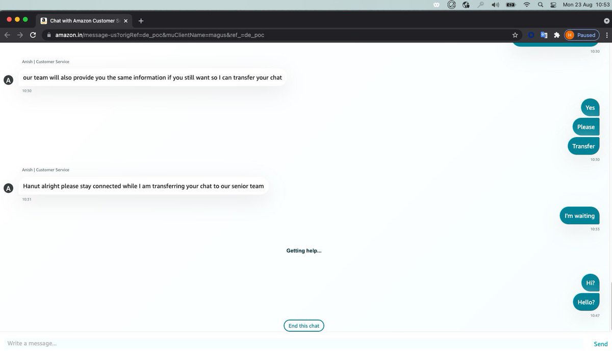 hanut_m's tweet photo. @amazonIN pls help rectify this order from june. I got a defective watch, samsung refused to service it, and now i have provided refusal letter to your team on 3 different occasions and no updates. Even chat doesn’t respond. Any explanations? https://t.co/OYDEv84Kx5