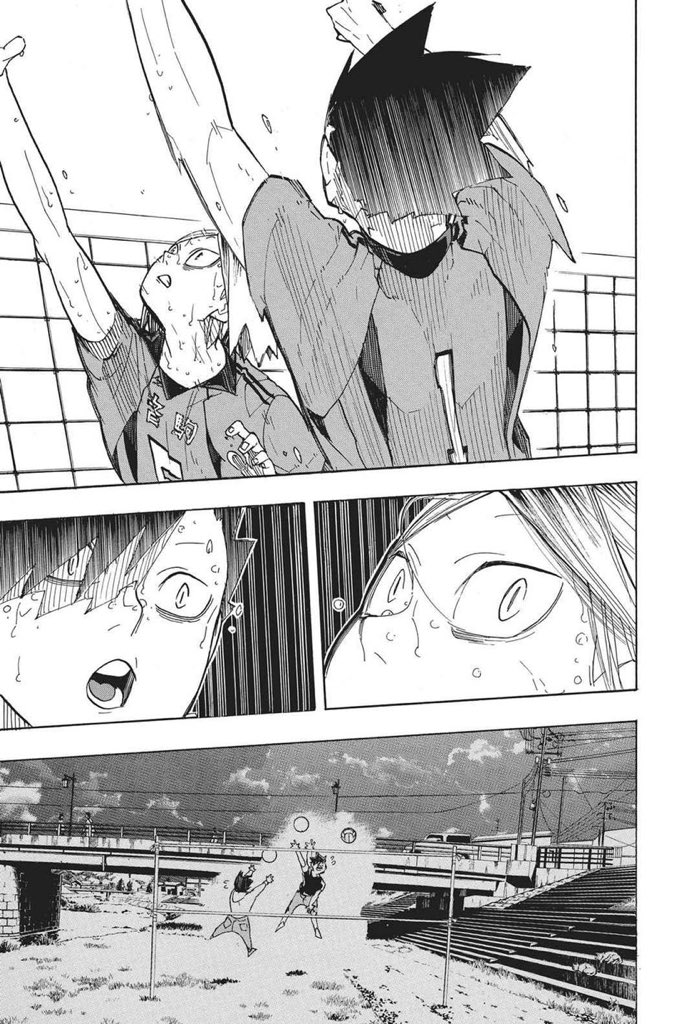these will always be my favorite kuroken panels. you have kenma confused on what to do next when the ball's already out of his reach and then kuroo, who's already taking a step forward by instinct, looking at him as if to say "what are you worrying about? i'm right here." 
