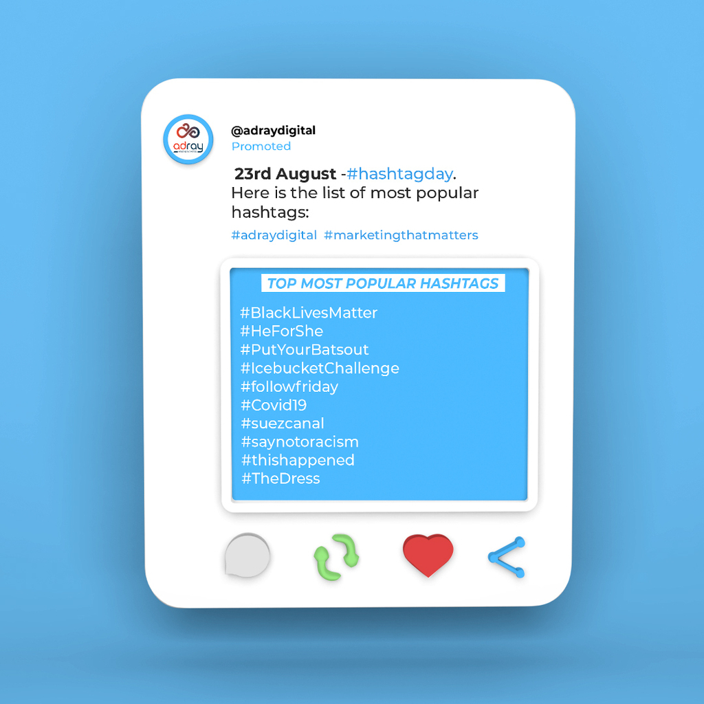 adraydigital's tweet photo. Oh, it's #hashtagday! The #hashtag is 14 years old and counting, representing trending topics, great movements, fandoms, grievances, events and festive celebrations.

#adraydigital #digitalaagency #popularhashtags #14years #hashtagday2021 #trendingtopics… https://t.co/AiL7Foi747 https://t.co/MXqGUu4Pun