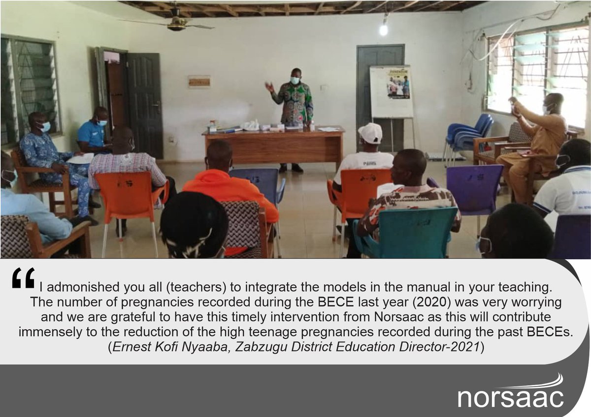 norsaac's tweet image. Norsaac builds the capacity of GES technical team and teachers in Northern and Northeast regions as a step towards reducing teenage pregnancy among students. 
@UNFPA  @UNICEF @UNESCO  @UNDP 
#buildingcapacities #eliminatingteenagepregnancy
#adoptrhemanualNow