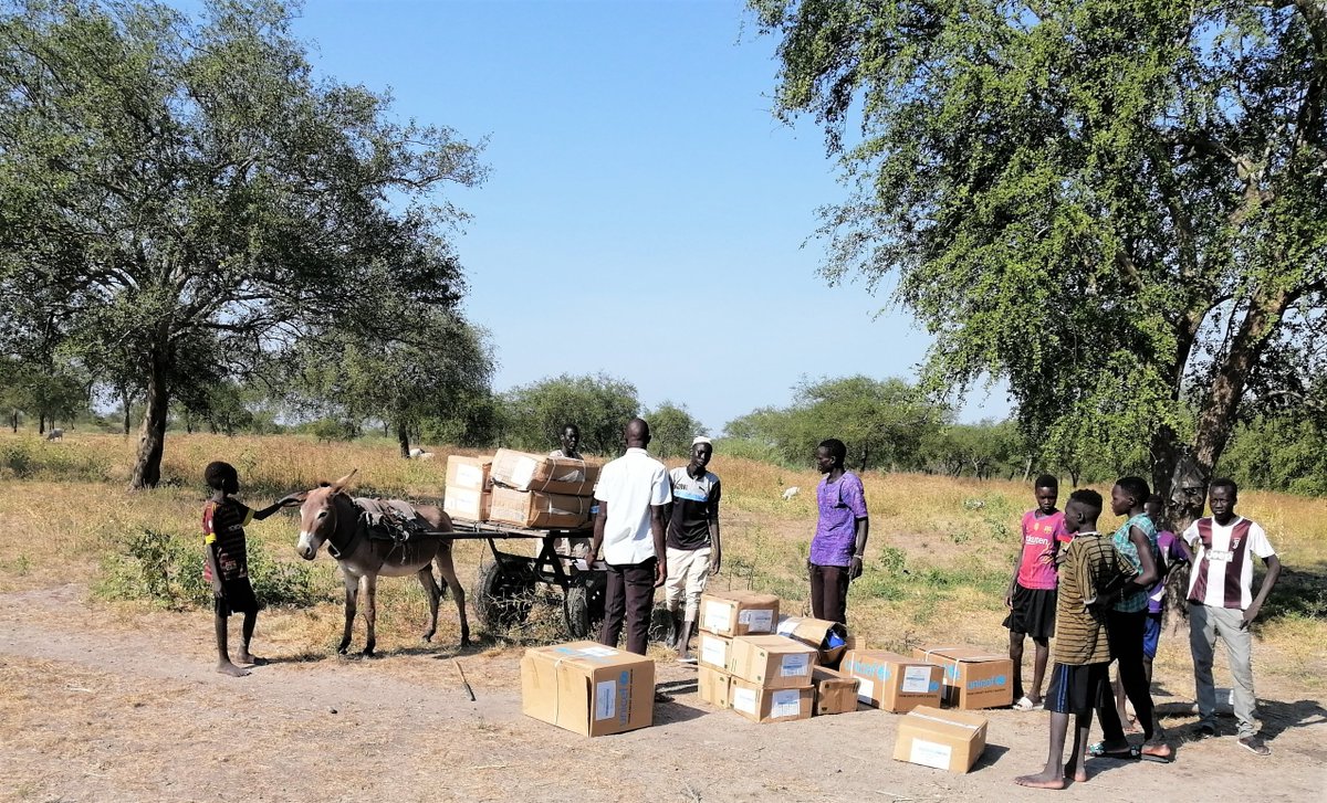 To provide even the most remote health facilities with necessary medicines, @cordaidss uses all available means of transport: boats, canoes, tractors and donkey carts. Thank you, @unicefssudan and @Cordaid for making it possible in the Upper Nile State of #SouthSudan