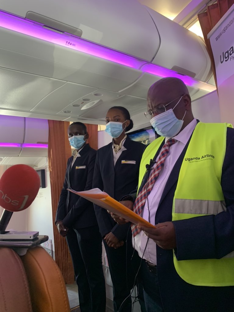 #Happeningnow Ag. DG UCAA Fred Bamwesigye applauds the team on the successful completion of process of adding the AIRBUS onto the AOC during the AOC handover ceremony. #FlyUgandaAirlines