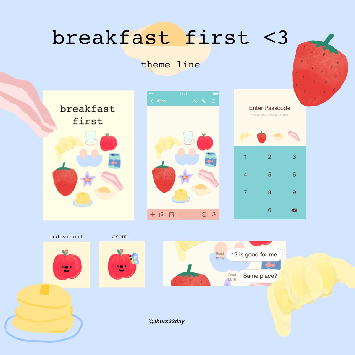 𝚋𝚛𝚎𝚊𝚔𝚏𝚊𝚜𝚝 𝚏𝚒𝚛𝚜𝚝 <𝟹 
🥞🍓🥓🥚🥄🥛🥐 
𓈈 #thurs22day 𓈈
✳︎ : line.me/S/shop/theme/d…