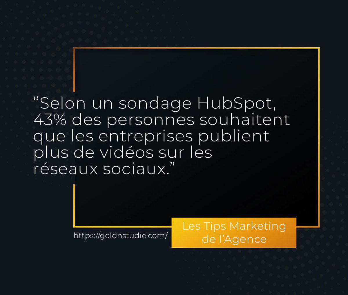 goldNstudio's tweet photo. Le Tips Marketing du Lundi ! 📔

Afin de fidéliser votre communauté sur les réseaux sociaux, varier les formats de vos publications. 

#agencemarketing #growthbusiness #agenceinbound #marketingstrategie #hubspot https://t.co/yZphK4eslH