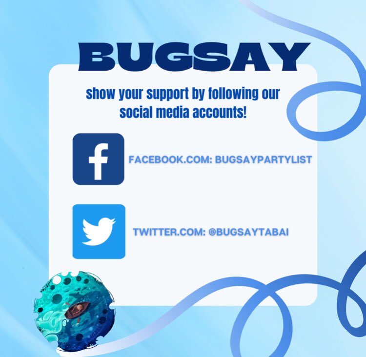 bugsaytabai's tweet photo. Up here are the official names of the Bugsay Partylist's Social Media Platforms. Show us your ever-flowing support by following our Facebook Page &amp; Twitter Acc. 
Paddle forth, Bosconians! Bugsay ta Bai! 💙✊🏼
#SmoothSailingTowardsTheFuture #JustRowIt #BugsayTaBai #DBTCSSGElections https://t.co/1aGj0em12j