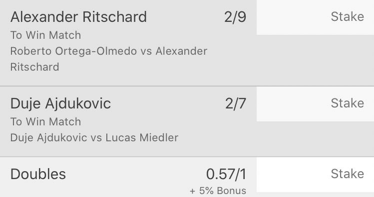 Today’s bet ⭐️ 
57% ROI 

Like if on 🎾