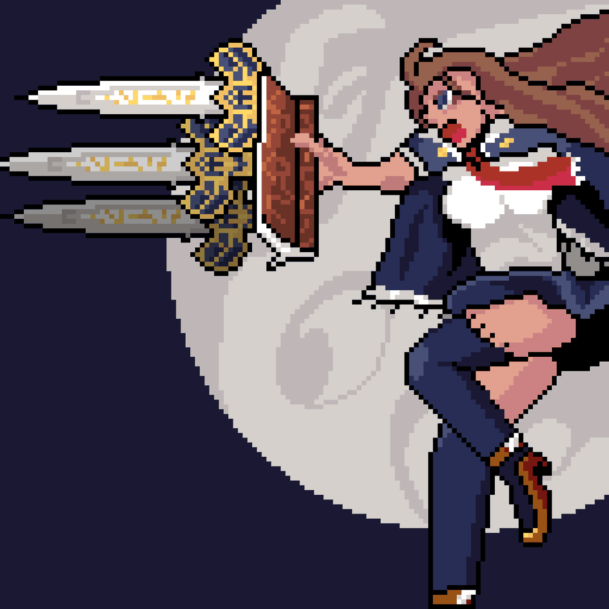 Vaganarch's tweet photo. @Pixel_Dailies 
#pixelart #pixel_dailies 
Charlotte from #Castlevania portrait of ruin use a #Spellbook https://t.co/eoMKv8K6zg
