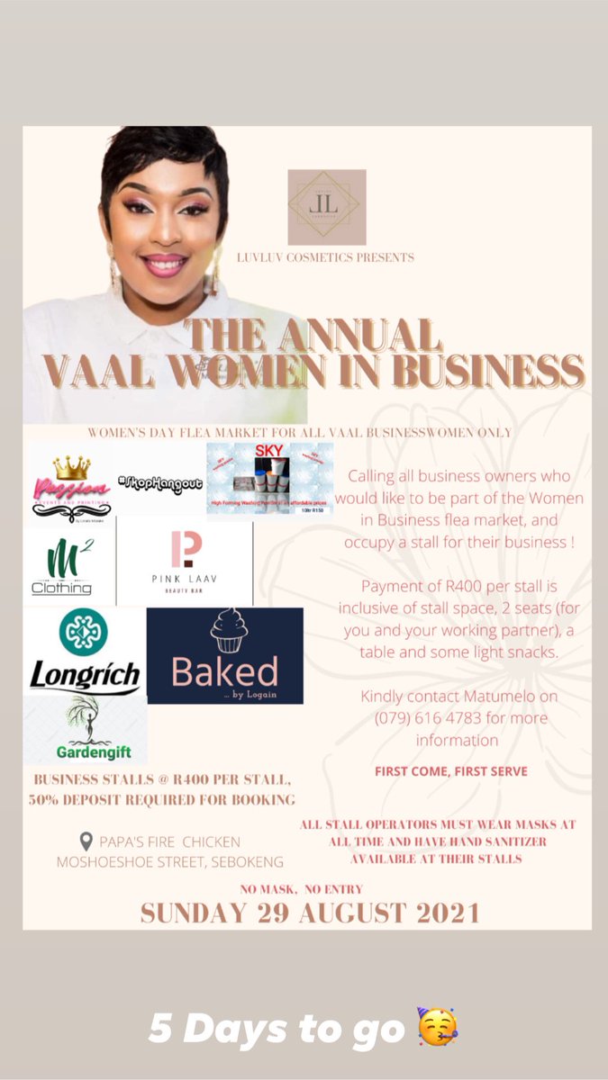 LuvLuvCosmetics's tweet photo. 5 Days to go 🥳🥳🥳#AnnualVaalWomenInBusiness https://t.co/kDrz359hrp