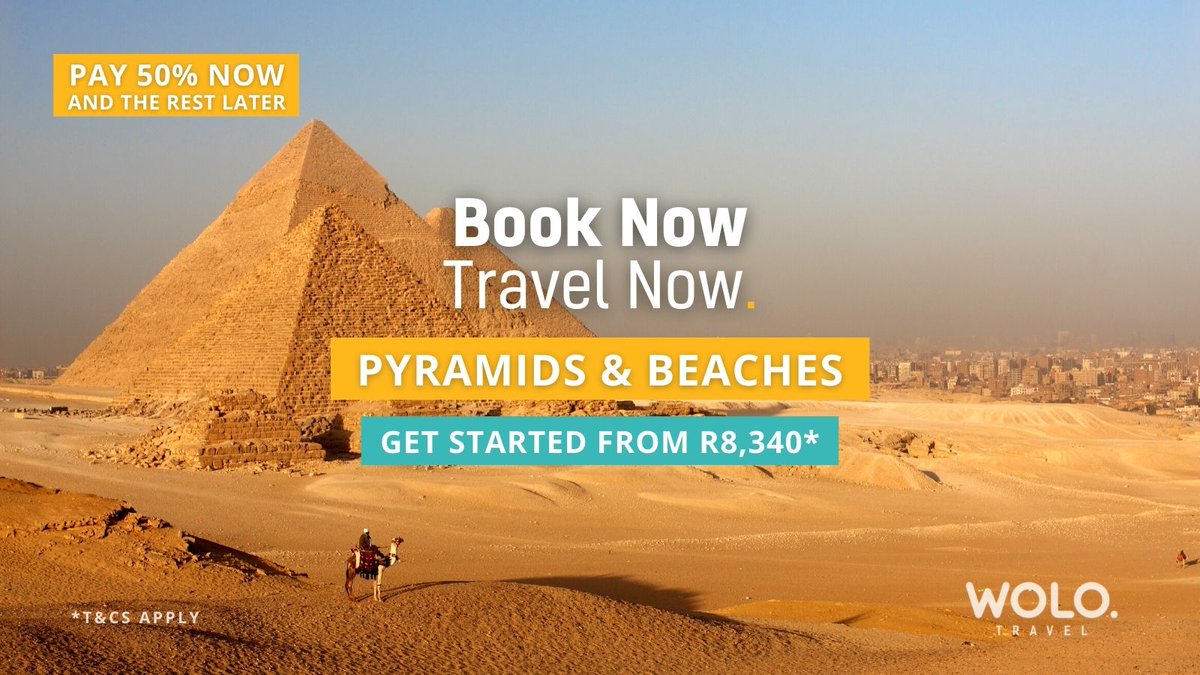 🐪Get started with #Egypt Pyramids &amp; Beaches from only R8,340* with WOLO 50|50. >> zcu.io/IILO 

See All #Egypt >> zcu.io/GWIE
#WOLOTravel #WeOnlyLiveOnce #WOLO #ExperienceEverything