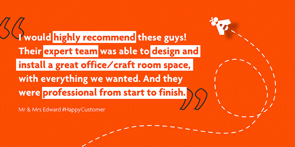#Thankyou to Mr &amp; Mrs Edward for their lovely feedback on their Buzz Home Office – it was our pleasure to come up with a design for your office and #craftroom! ❤️

#happycustomer #BeMoreBee #testimonial