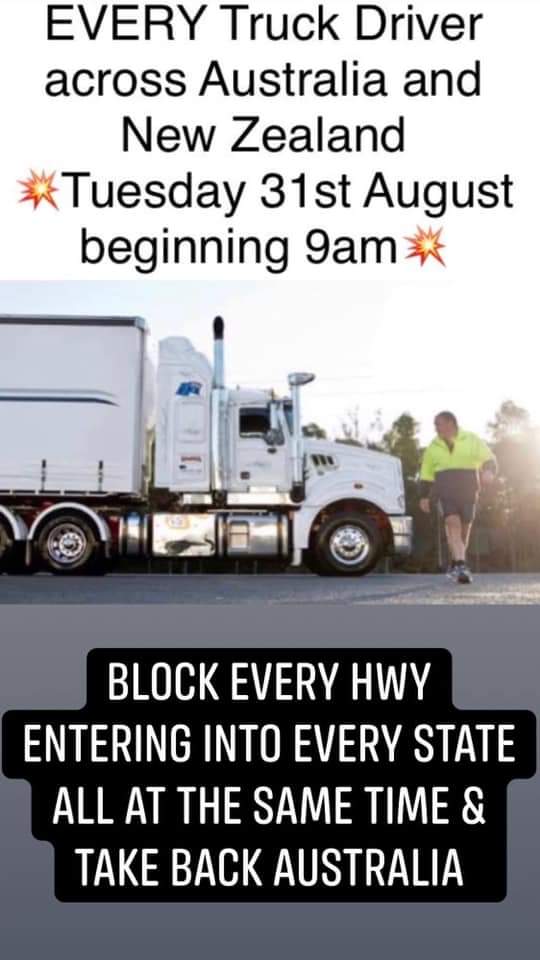 Protesting Australian style! The truckies give people more notice to stock up than the government does before a lockdown. @ScottMorrisonMP will you listen to the people now!?
 #proudaustralian #protestaussiestyle