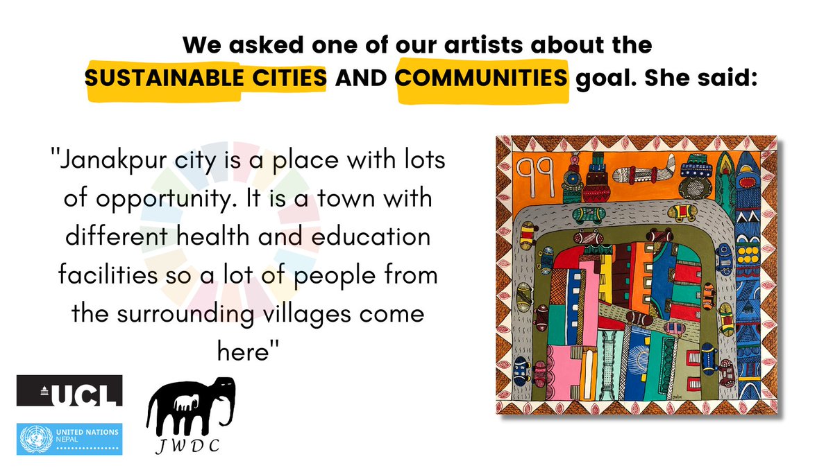 jwdcnepal's tweet photo. "#SDG11 Sustainable Cities &amp; Communities

@UN_Nepal @GrandChallenges @UCLGlobalHealth @morrisontartan #CreatingGoals #SDGs #GlobalGoals #sustainable #MithilaPainting #Janakpur #UCL #UN #UnitedNations #Arts #CommunityEngagement #Goals2030" https://t.co/5GrQqUzoHN