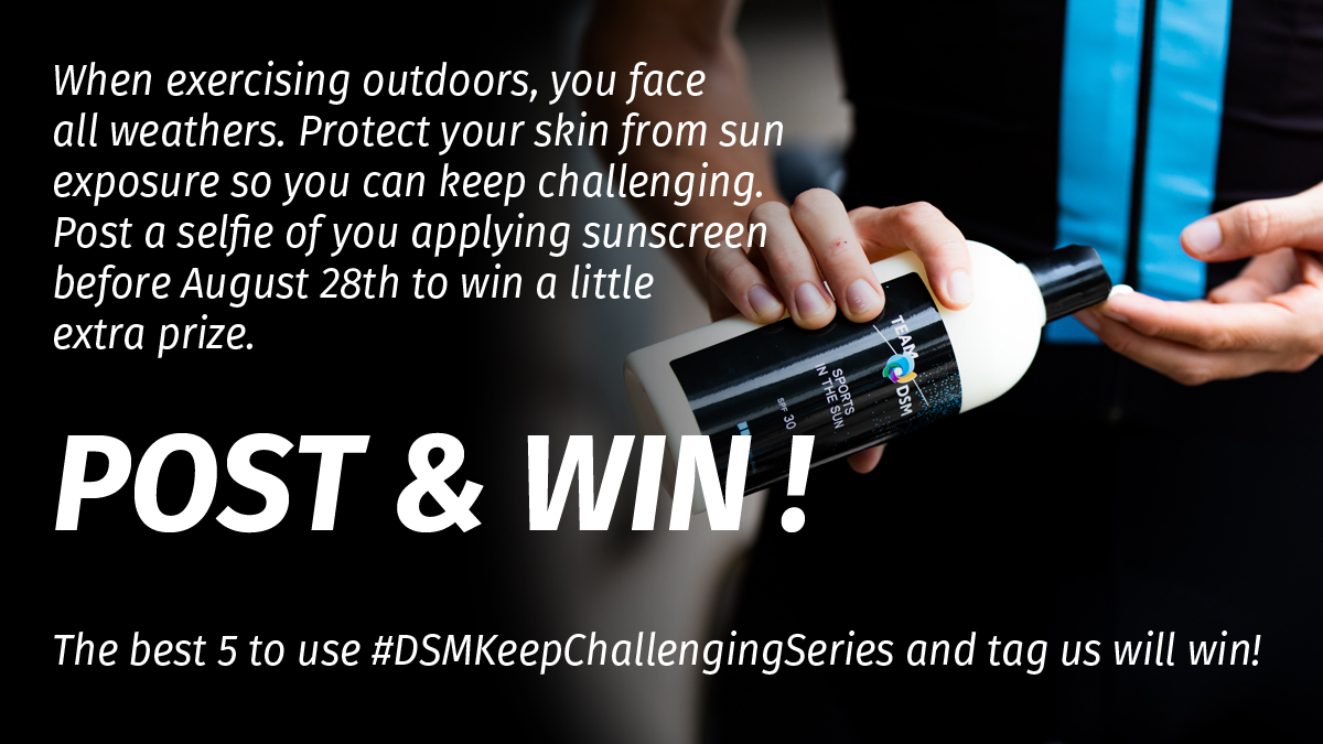 Each year 2-3 million people get skin cancer worldwide. It doesn’t have to be this way. Most can be prevented by using sunscreen regularly. Show us your sunscreen selfie and win a little prize. @TeamDSM  
#DSMKeepChallengingSeries #TheBestWeAllCanBe #InsideAndOut #KeepChallenging