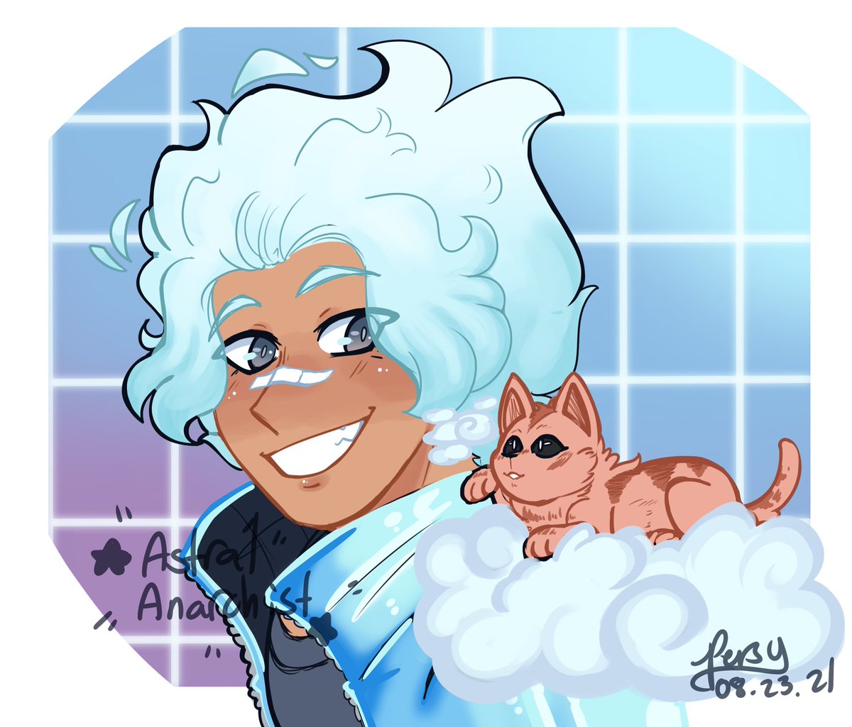 astralanarchist's tweet image. Did a fun sketchtrade with someone over IG and it came out so cuuuute. 
#oboroshirakumo #mha #arttrade