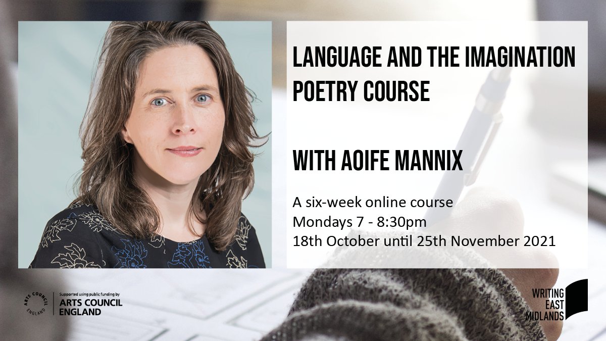 Language and the Imagination is a 6-week online course with <a href="/AoifeMannix/">Aoife Mannix</a>

Each week, focus on a different aspect of poetic writing &amp; undertake fun writing exercises with opportunities to share your work &amp; receive feedback.

Monday evenings from 18th Oct.

bit.ly/3gkRWIf