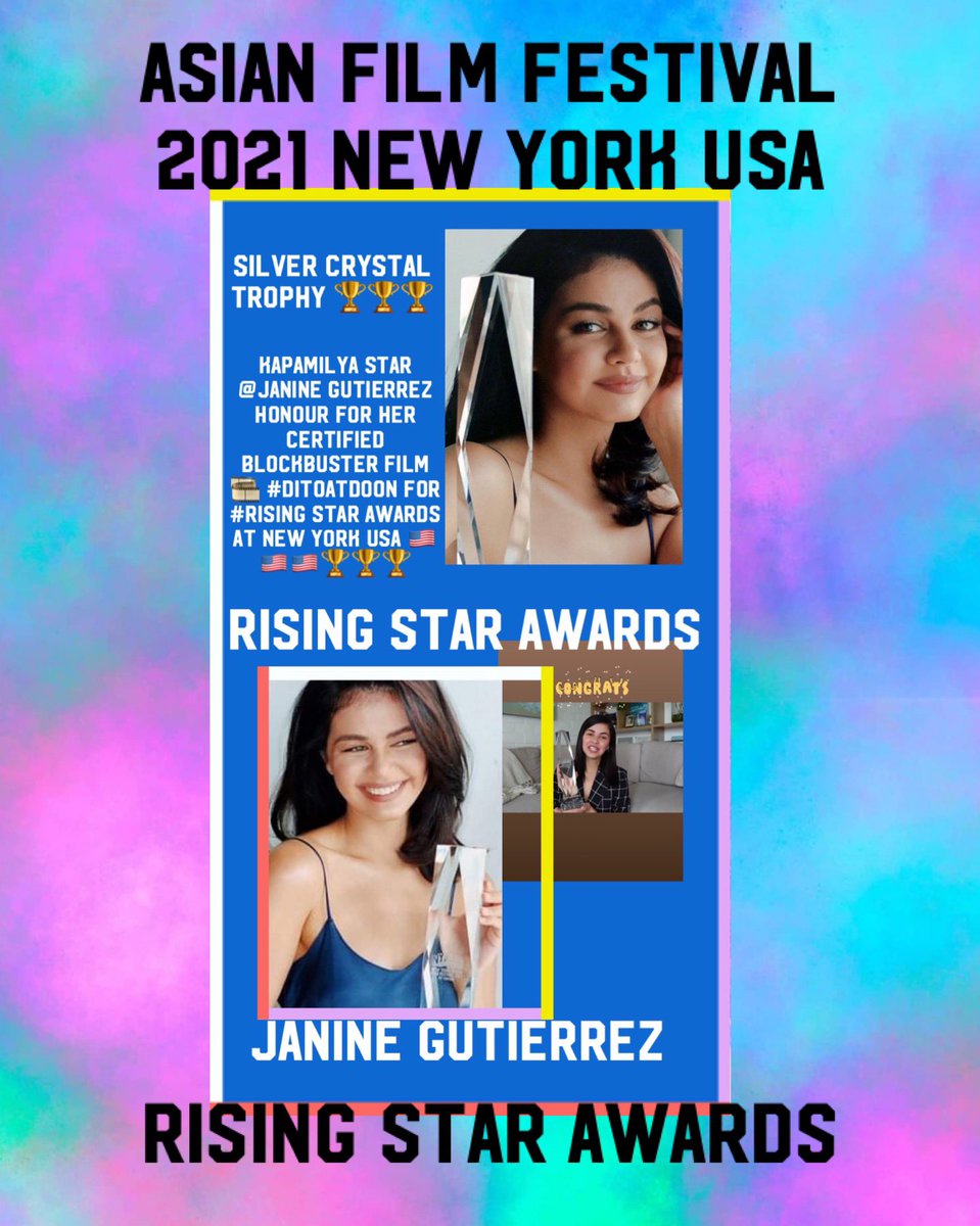 CONGRATULATIONS @janinegutierrez 👏👏👏🏆🏆🏆♥️Love U Silver Crystal Trophy From #ASIANFILMFESTIVAL NEW YORK USA 2021 FOR HER FILM 🎞 CERTIFIED BLOCKBUSTER #DITOATDOON ONCE AGAIN CONGRATS JANINE GUTIERREZ #KAPAMILYA STAR ⭐️ ⭐️⭐️⭐️♥️♥️