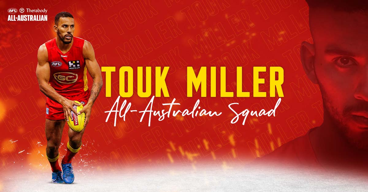 A record-breaking season for Touk Miller reaping rewards. He has been named in the Therabody 40-person All-Australian Squad! 

👉 suns.afl/2Mc