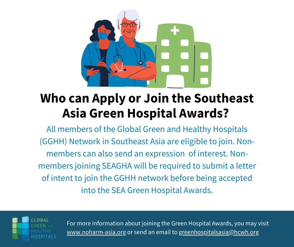 hcwhasia's tweet photo. #GreenHospital #HealthForClimate 🌏 | 🏆 The South-east Asia Green Hospital Awards is now open and your 🏥 is very much welcome to join!
—
🔎 Slide to the left for the FAQs
🤳 Tap link in bio for more info
—
#ASEAN #climateactionnow  #healthyhospitals https://t.co/AVpRatR66K