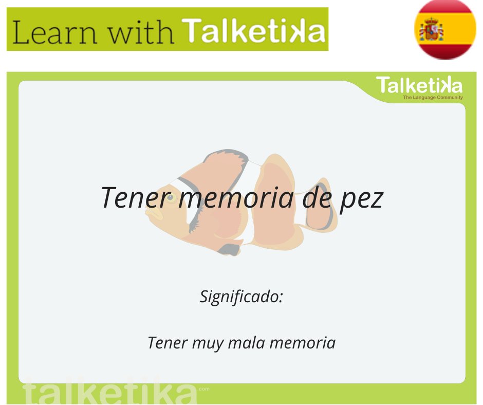 Talketika's tweet photo. #AprendeConTalketika: una expresión en #español 🇪🇸 que nos recuerda a Dory de "Buscando a Nemo" 😁

Tener memoria de pez significa tener muy mala memoria y olvidar todo en poco tiempo.

#LearnWithTalketika #idiomas https://t.co/T0vF5Sc2t2