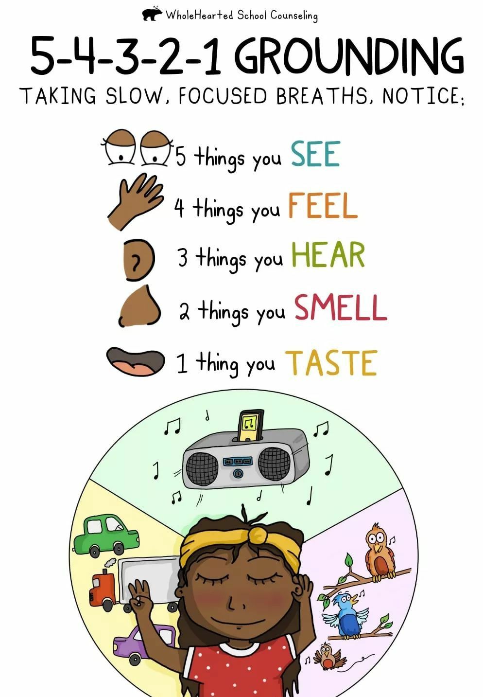 Edpsyched The 5 4 3 2 1 Grounding Technique Helps Children To Focus On Something Other Than Anxious Thoughts And Feelings And Anchor Themselves In The Present Credit Whole Hearted School Counselling Edutwiter T Co Ulk4s70n0g