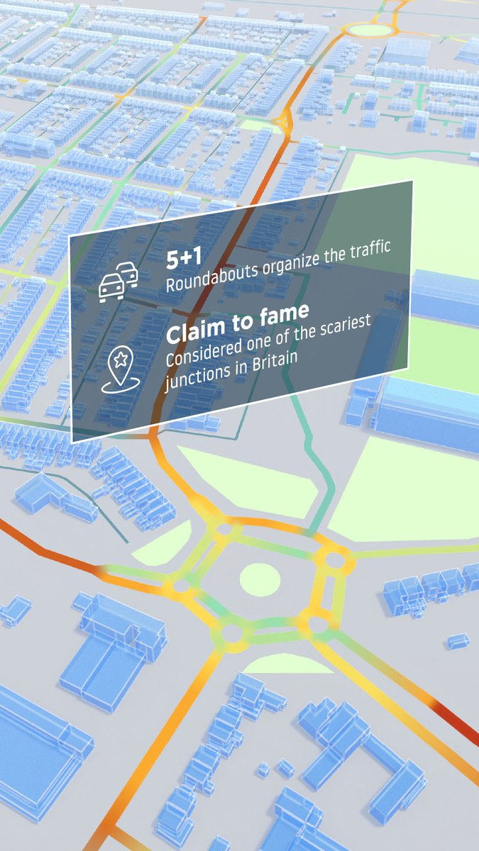 TomTom's tweet image. Safe or scary? Made up of 5 mini roundabouts in a roundabout, this is considered one of the scariest junctions in Britain. Its fanciful name is taken from a children’s tv show. Who knows the name and, better yet, who can tell us what it’s like to drive through? 

#MapFactMonday