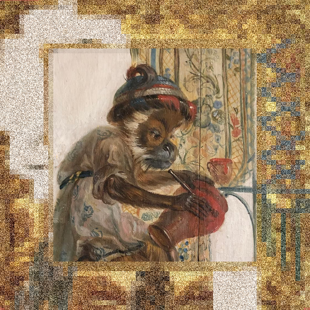 ApeSingerie's tweet photo. After 30 minutes #40, #41 and #42 will be swapped. All of these are from  "Le grande Singerie" is a room in the Château de Chantilly. The walls of the room are painted by Christophe Huet. These will be the last on primary that could give you entry to the Ape #33 giveaway tonight. https://t.co/4aqV1gq85I