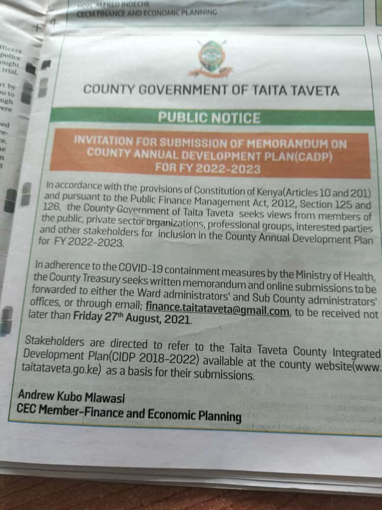 BudgeTalkGlobal's tweet photo. #PFMA section 126(1) requires #countyGovernments to prepare #Annual Development plan #ADP. Preparations for #CADP 2021 are ongoing. Has your county  involved you in the #ADP discussions yet?
#KeBudgetTalk
#FollowTheMoneyKe
#CoastBudgetHub
#CADP2021
#OpenBudgets https://t.co/bZJ5HqO9vP