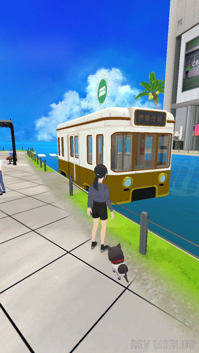 REV_WORLDS's tweet image. 水上バスの中はちょっとレトロ・・・♡
アルタ前ターミナルと仮想伊勢丹新宿店を行き来しています！
#REVWORLDS #CGdesign #VR