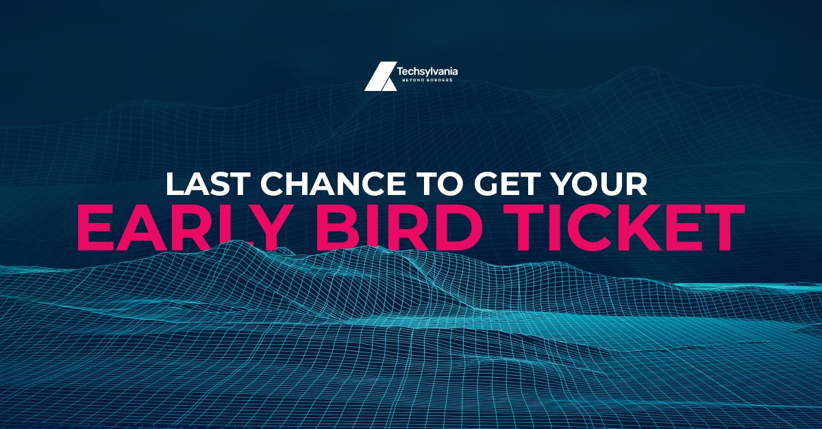 📣 Techsylvanians, this is not a simulation! We repeat: This is not a simulation! 
‼️ This is the LAST DAY when you can get your Early Bird Ticket to Techsylvania 2021: Explore Today. Innovate Tomorrow.!

Don't miss this chance!  
techsylvania.com/tickets