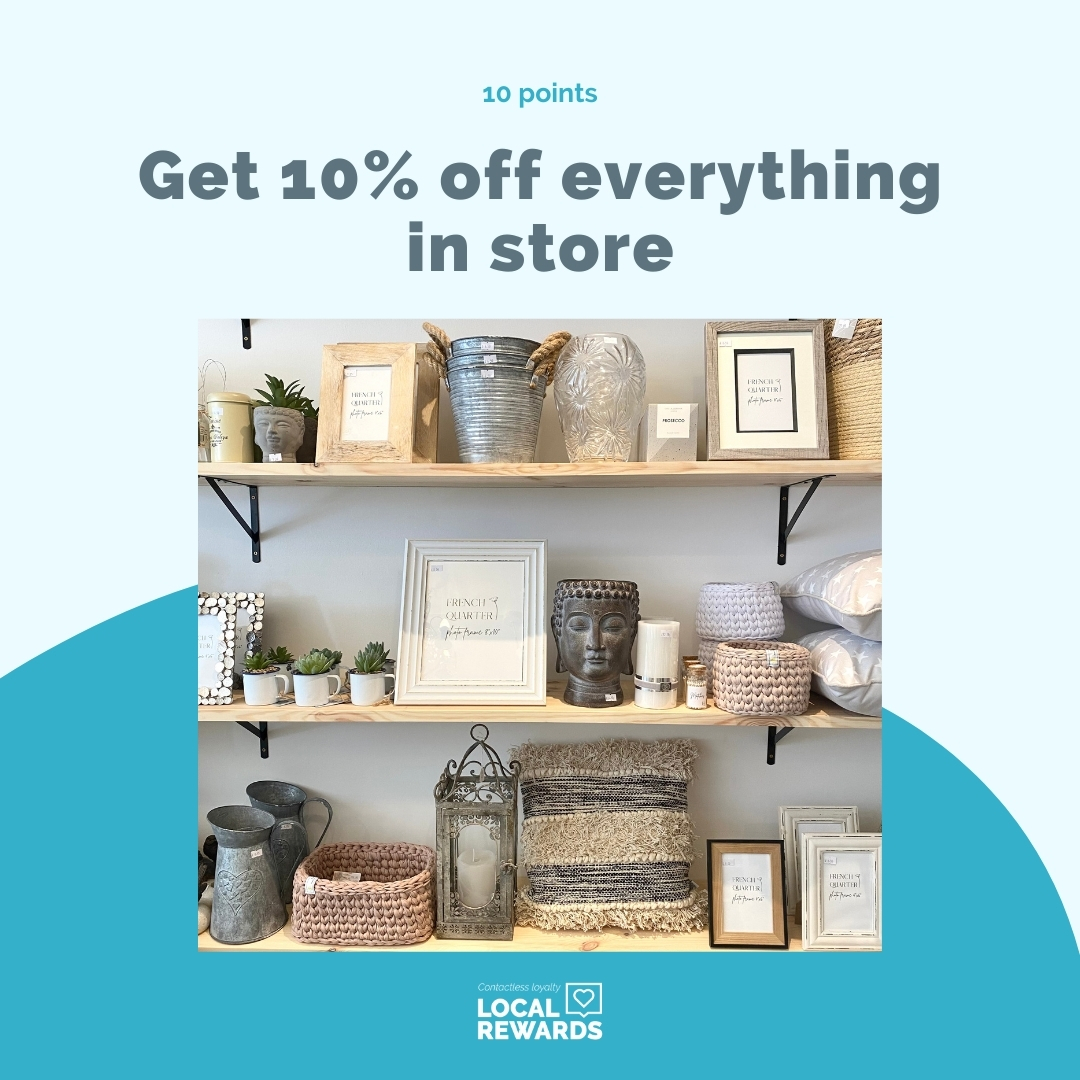 MaybeTech's tweet photo. 💙 Ooh, là là! We love this offering from @FrenchQuarter1 - for 10 points, #LocalRewards customers can get 10% off purchases in store until 21/09/21! If you feel like joining in, head here to see #Brentwood's Guide &amp; sign up: https://t.co/7Z2hPrjT5g! 😊🛍️ #ILoveLocal @DiscoverBwd https://t.co/amAz8WroBJ