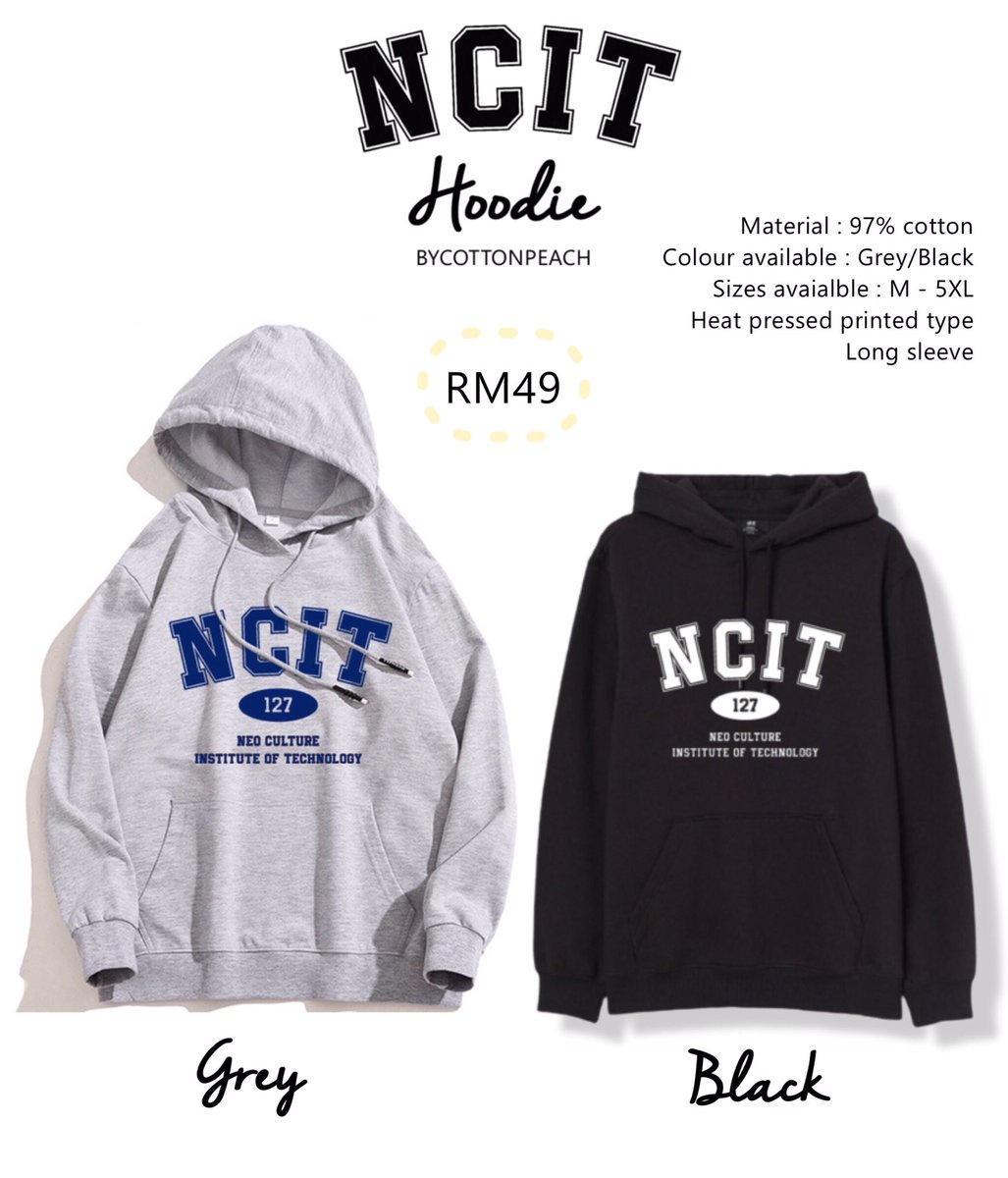 bycottonpeach's tweet photo. NCIT HOODIE,T-SHIRT &amp; TOTE BAG 
-Not official-

•Hoodie RM49(M-5XL)
•T-shirt RM35(S-3XL)
•Tote Bag RM20
•Printed design 
•ETA 5-6 weeks
•Deadline 7.9.2021
•DM if you have any question😊

More details/Form to order🔽 
https://t.co/fsvj3HoIj8 

#pasarNCT https://t.co/aJTaCCEFnP