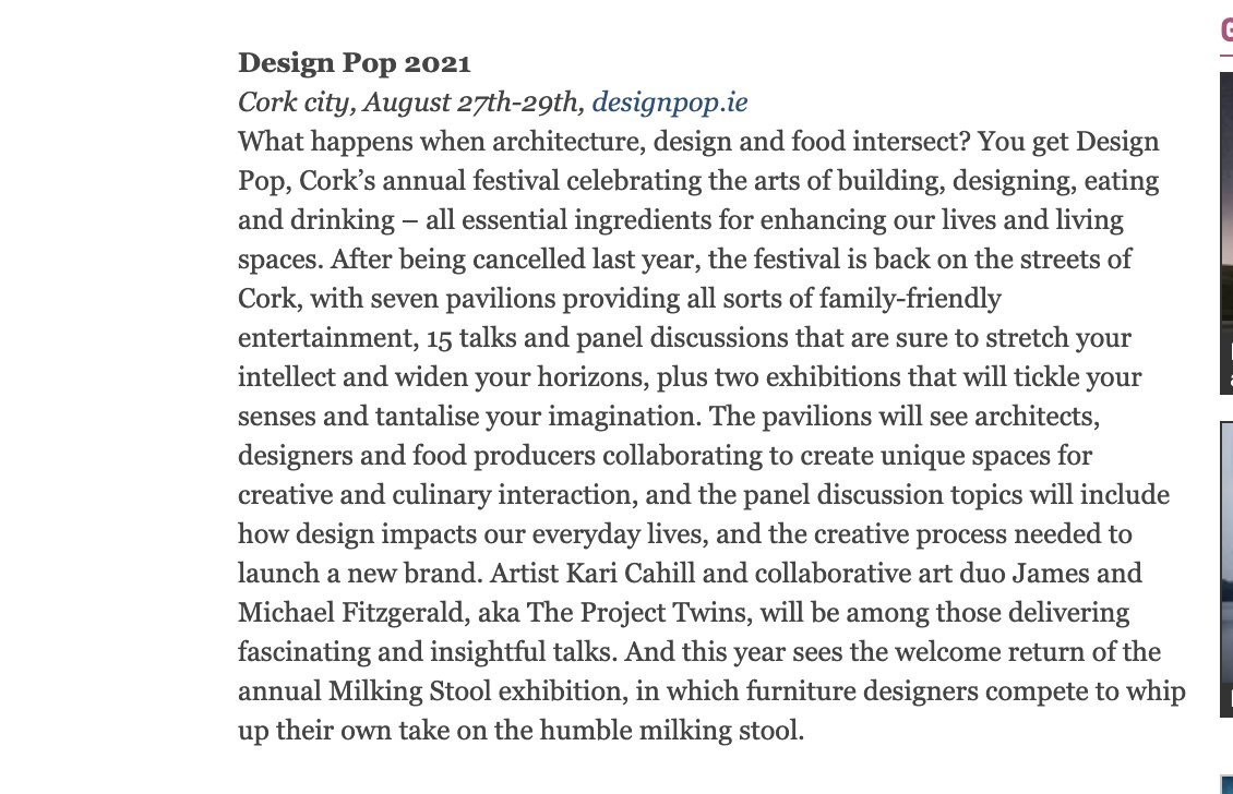 designpopcork's tweet image. Thank you @IrishTimes for including #DesignPOP in this week&apos;s Cultural Highlights. 
irishtimes.com/culture/gig-of…

We kick things off this Friday! Check out the full schedule of events, panel discussions, exhibitions, and pop-up pavilions, over on our website: designpop.ie