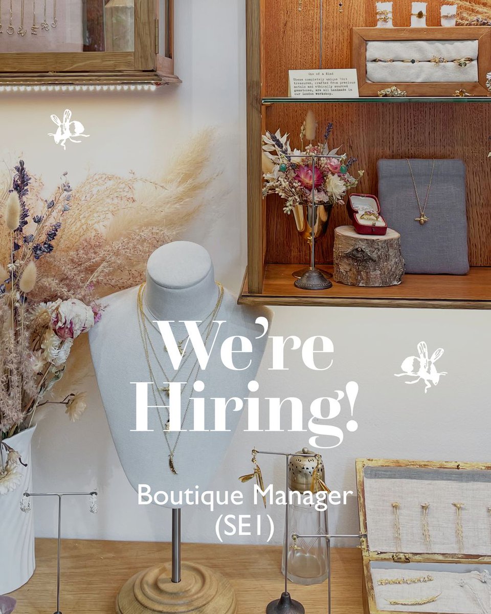 alexmonroe's tweet photo. We are hiring two new bee-rilliant role at AM HQ! β¨
π¨ Bench Jeweller at our Production Workshop in Bermondsey π
ποΈ Boutique Manager at 33 Snowsfields, London Bridge π
Full details of both roles ~ https://t.co/mcB4s55EHA
#AlexMonroe #Hiring #HandmadeinEngland https://t.co/WSZPERmWXB