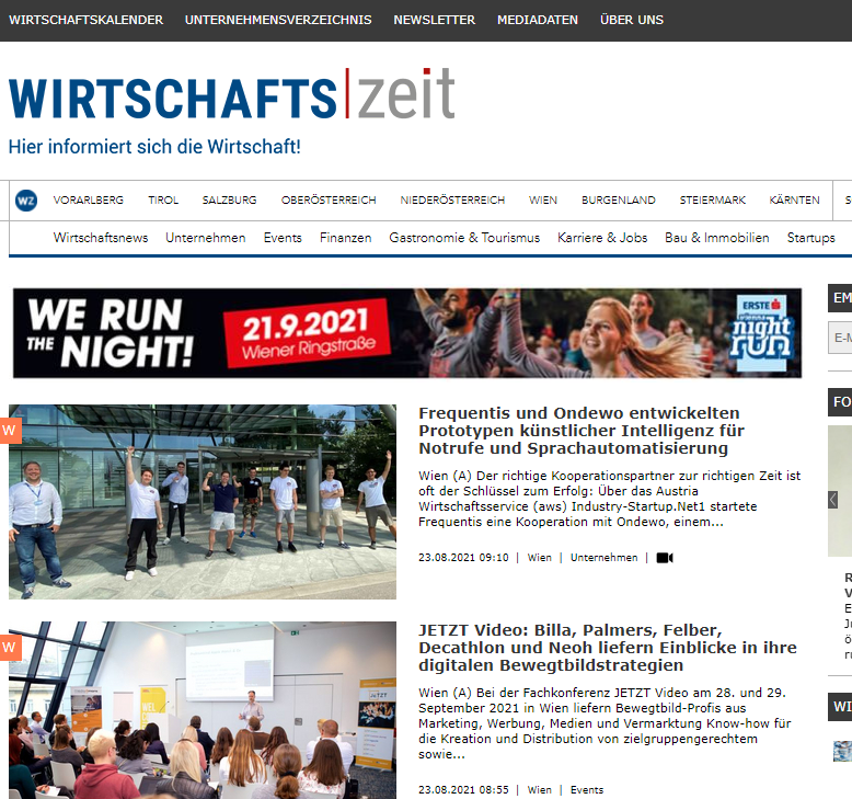 AndreasSRath's tweet photo. Frequentis and ONDEWO developed artificial intelligence voice automation prototypes for emergency call centers and pilot to air traffic controller automation. Many thanks to #WIRTSCHAFTSZEIT to have us on their front page https://t.co/oYOcLyLgn2

#callcenter #voicebot #ondewo https://t.co/s7RLFjsSu7