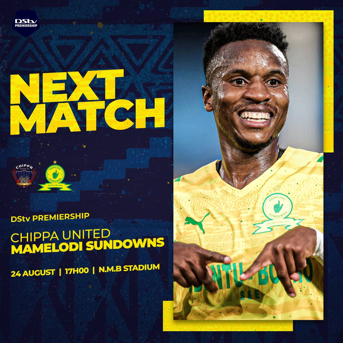 Masandawana's tweet photo. Our first away game of the season sees us travel to Gqeberha to take on the Chilli Boys! 🙌

⚽ Chippa United vs Mamelodi Sundowns 
📆 24 August 
⏰ 17H00 
🏟  Nelson Mandela Bay Stadium
🏆 DStv Premiership 
📺 SS 202 
📲 #Sundowns #DStvPrem https://t.co/3pRk3aWHMz